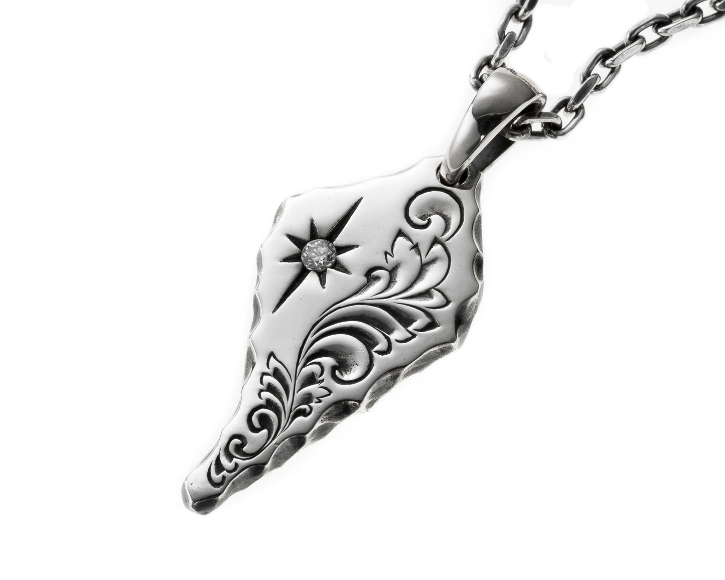 [DSTN] Silver 925 Pendant with Sun Arabesque Zirconia Pendant Top and Chain Necklace