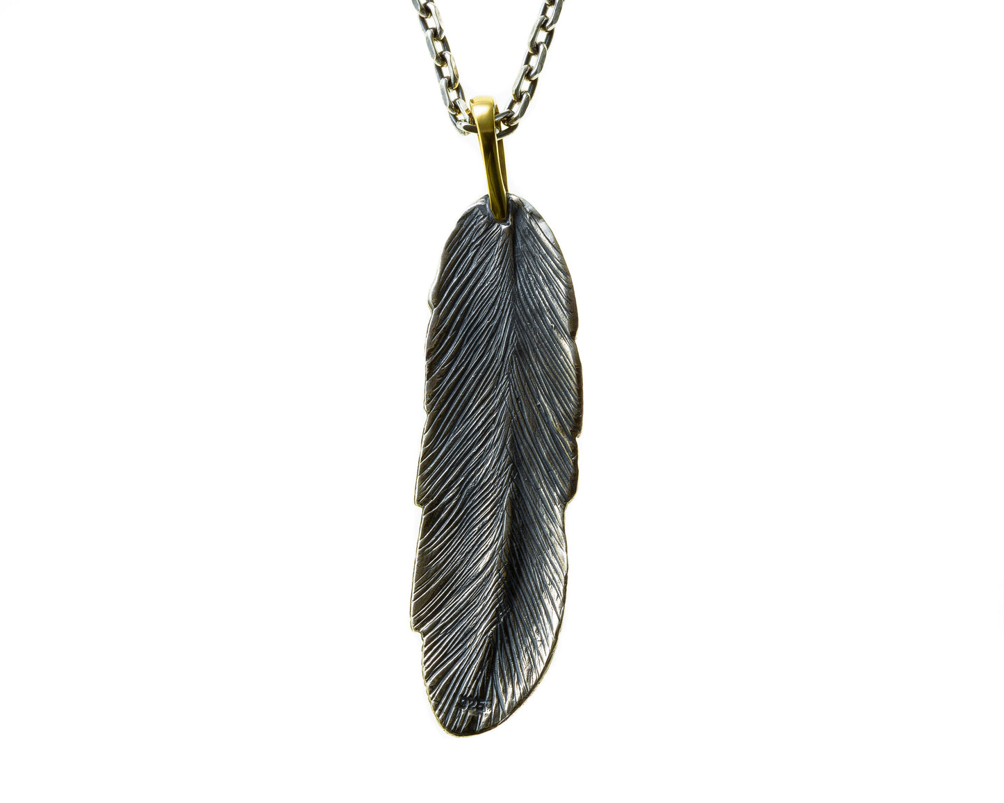 [DSTN] 925 Sterling Silver Feather Thunder Pendant Top &amp; Chain Necklace