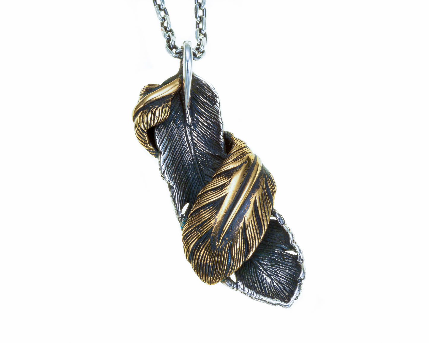 [DSTN] Silver 925 Feather Turquoise Pendant &amp; Chain Necklace