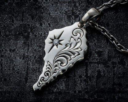 [DSTN] Silver 925 Pendant with Sun Arabesque Zirconia Pendant Top and Chain Necklace