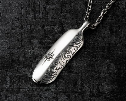 [DSTN] Silver 925 Pendant with Sun Arabesque Zirconia Pendant Top and Chain Necklace