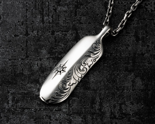 [DSTN] Silver 925 Pendant with Sun Arabesque Zirconia Pendant Top and Chain Necklace